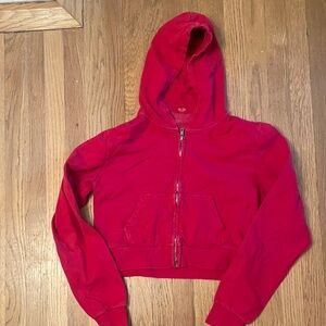 John Galt Red Cropped Hoodie